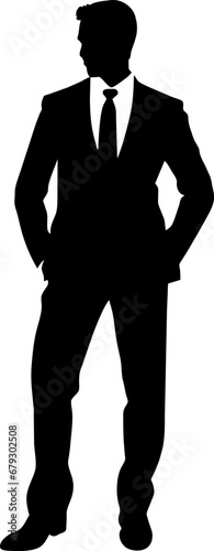 Silhouette of a thinking businessman.