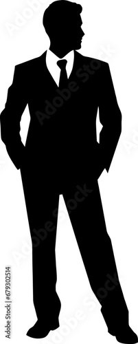 Businessman in suit, isolated vector silhouette
