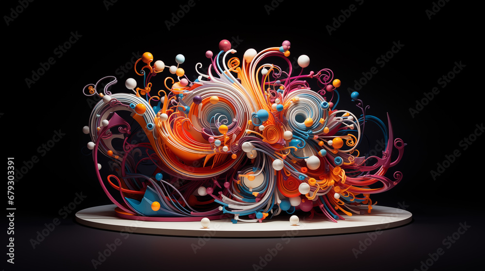 Abstract sculpture with vibrant colors