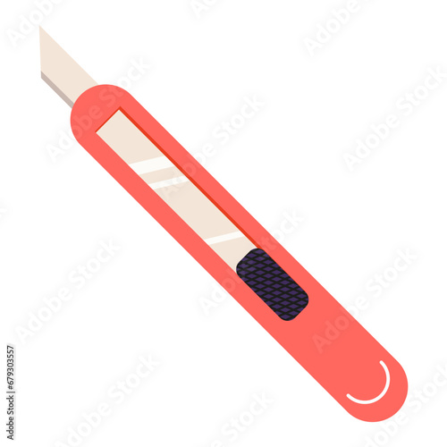 Stationery knife, vector flat illustration on white background. Vector illustration EPS10.