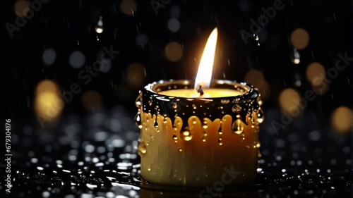 candle on the rain