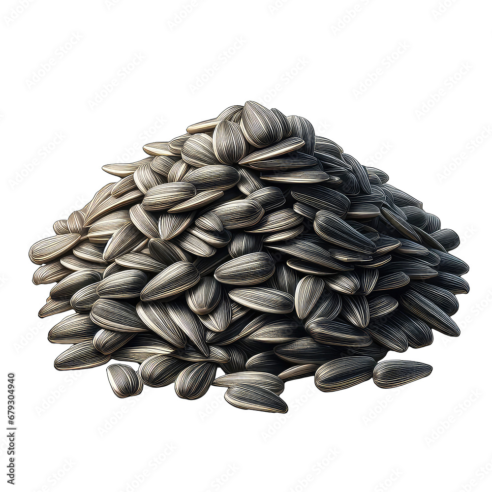 Sunflower Specks: Seeds on Transparent Background, GENERATIVE AI Sunflower Specks: Seeds on Transparent Background, GENERATIVE AI