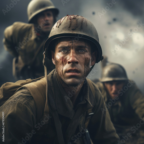 Image of soldiers in uniform. Military concept. © Alex