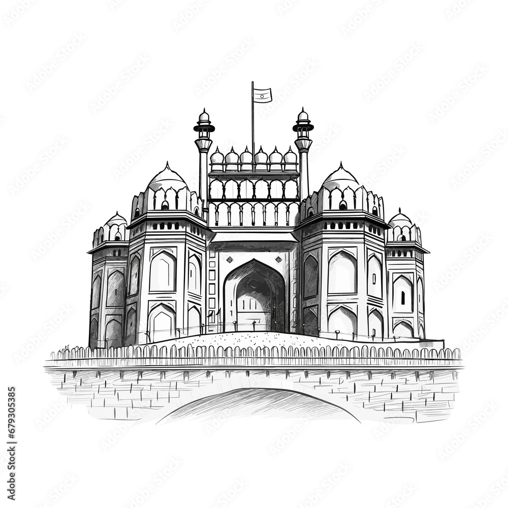 Delhi city, India. Red fort famous travel landmark