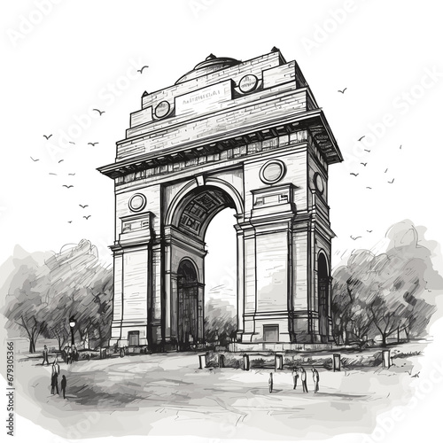 Delhi city, India. India gate famous travel landmark