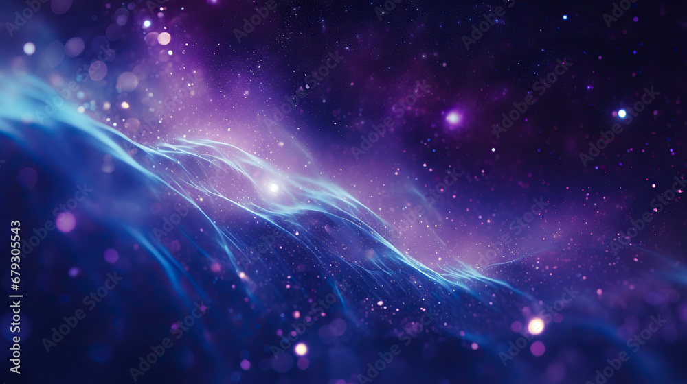 Digital blue purple particles wave and light abstract