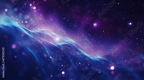 Digital blue purple particles wave and light abstract