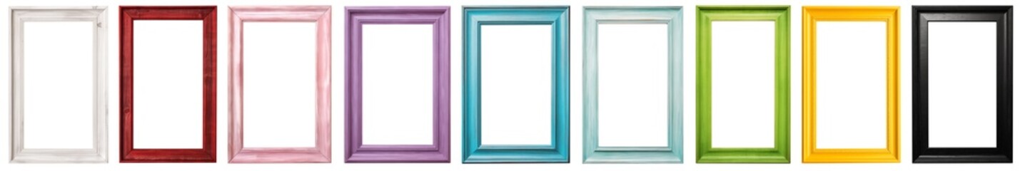Set of colorful wood frames - Isolated transparent PNG - Premium Pen Tool Cutout 