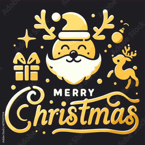 Decorative element design of English gold letters for Merry Christmas