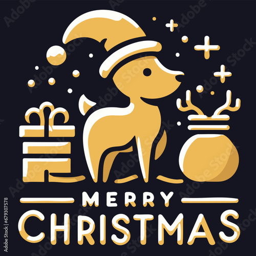 Decorative element design of English gold letters for Merry Christmas