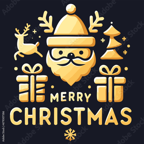 Decorative element design of English gold letters for Merry Christmas