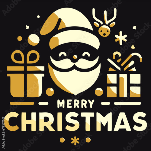 Decorative element design of English gold letters for Merry Christmas