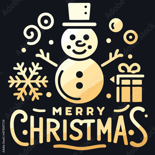Decorative element design of English gold letters for Merry Christmas