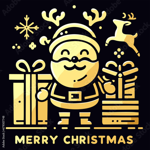 Decorative element design of English gold letters for Merry Christmas