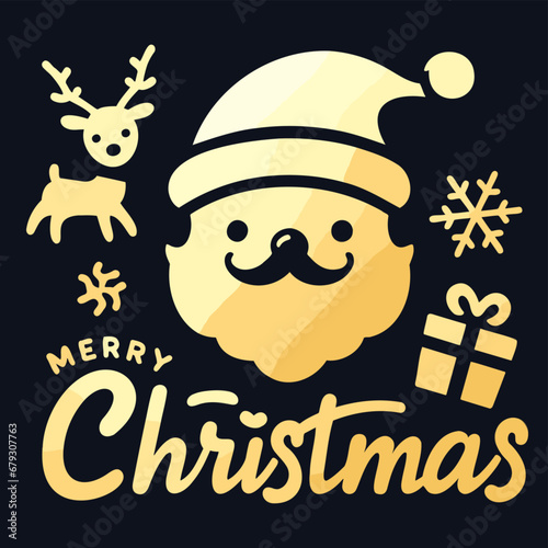 Decorative element design of English gold letters for Merry Christmas