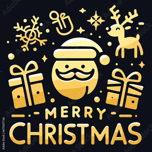 Decorative element design of English gold letters for Merry Christmas