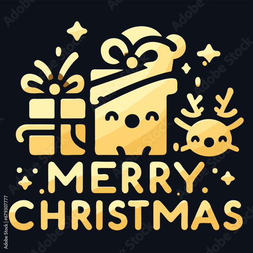 Decorative element design of English gold letters for Merry Christmas