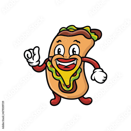 Hotdog Junk food Fastfood Mascot Template bread 