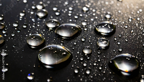 Water Droplets on Glossy Black