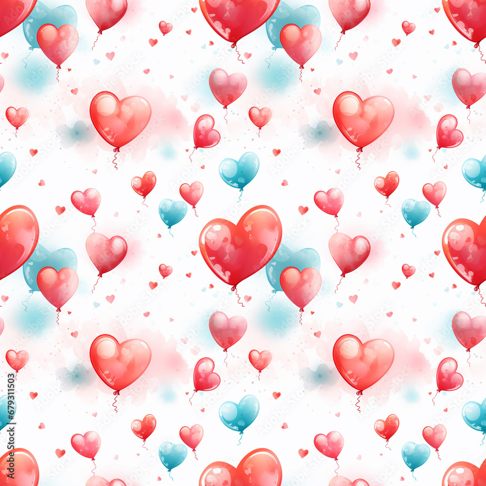 seamless pattern watercolor valentines day