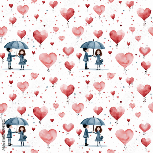 seamless pattern watercolor valentines day