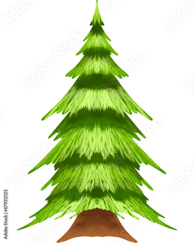 Christmas Tree Watercolor Illustration