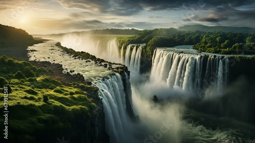 Iguazu Falls, Natural Wonder. Majestic Waterfall Between Argentina and Brazil photo