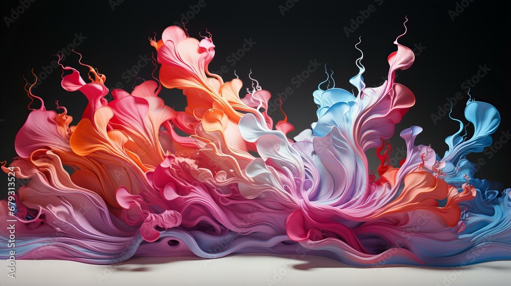 Abstract Blue Ink Explosion. Creative Artwork with Swirls and Liquid Motion