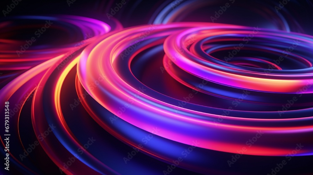 3d render, abstract minimal geometric background with colorful neon rings, lines glowing in the dark 3d render, abstract minimal geometric background with colorful neon rings, lines glowing in the dark