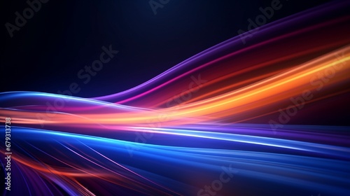 3d render of illuminated neon and light glowing on dark scene. Speed light moving lines. Abstract simple Colorful lighting neon background.