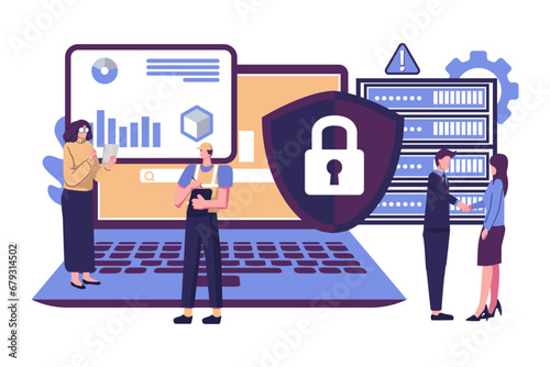 General rules for data protection GDPR, control over data personal flat vector illustration