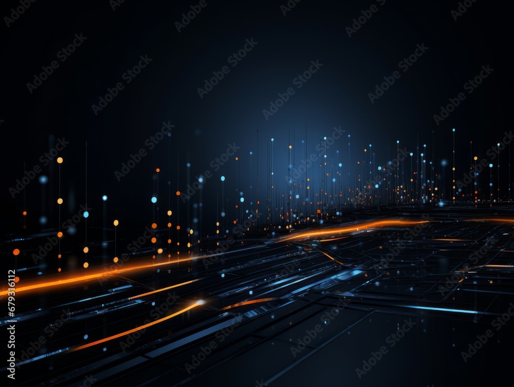 Abstract sci-fi blue and orange background, concept of digital future., AI Abstract sci-fi blue and orange background, concept of digital future., AI