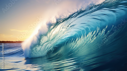 Blue ocean surfing wave © ekim