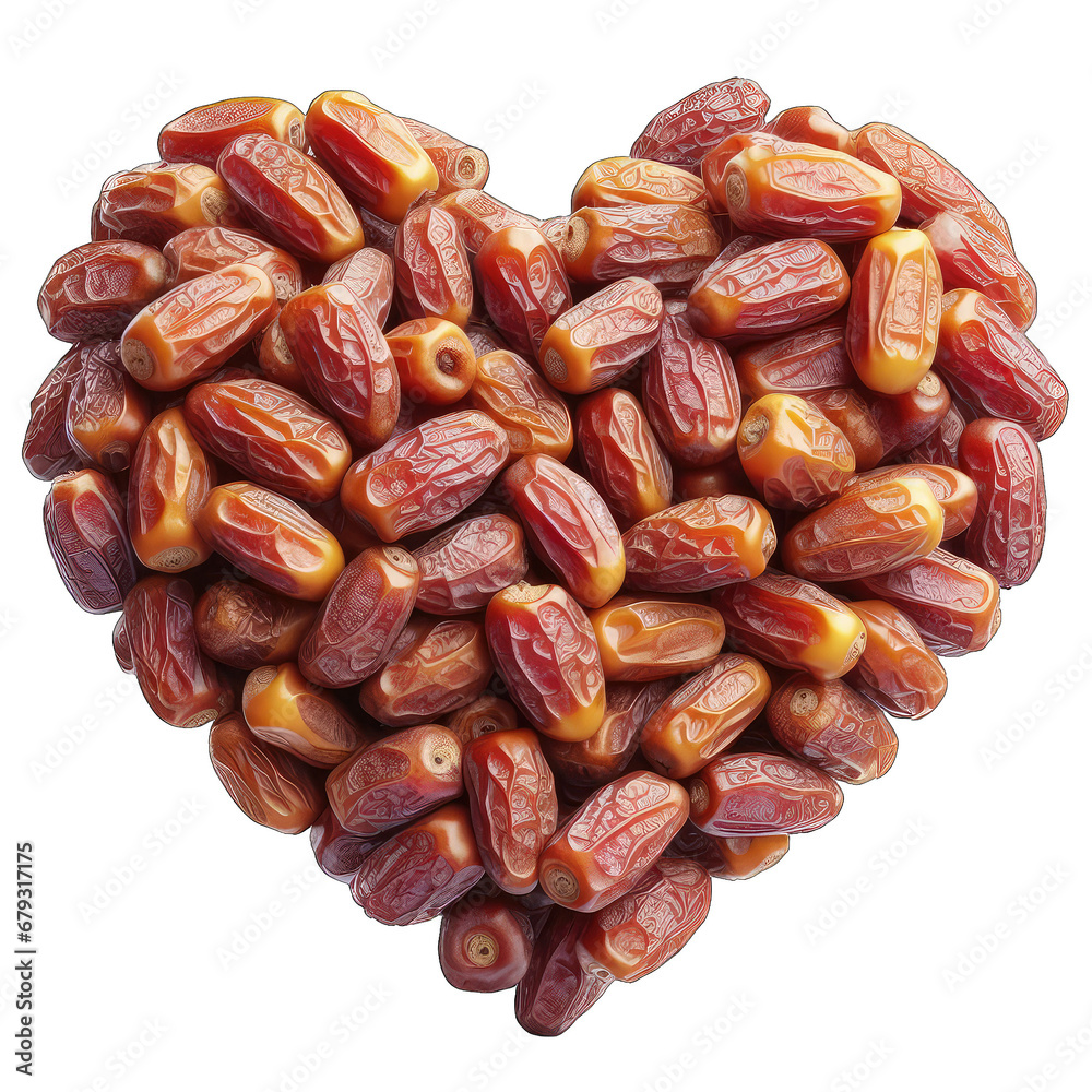 Desert Embrace: Heart Composed of Dates on Transparent Scene, GENERATIVE AI Desert Embrace: Heart Composed of Dates on Transparent Scene, GENERATIVE AI