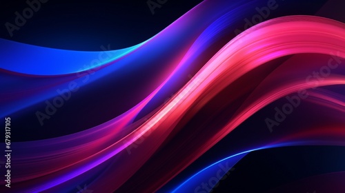 Abstract neon colorful background. Banner with helix lines on dark gradient and blurred lines. Futuristic concept for technological and science.