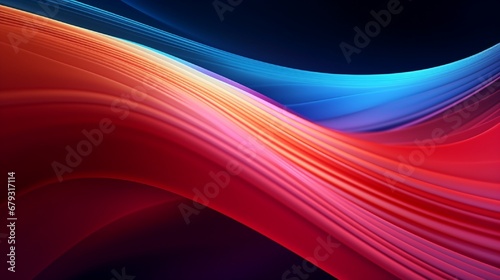 Abstract neon colorful background. Banner with helix lines on dark gradient and blurred lines. Futuristic concept for technological and science.