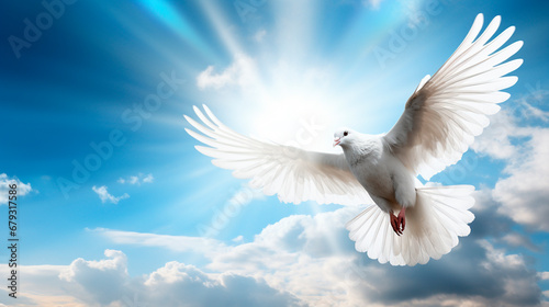White dove in the sky. Generative AI,