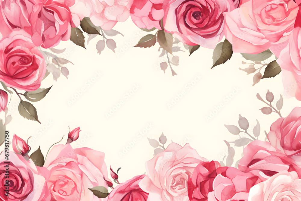 Rose flower in watercolor style frame background.