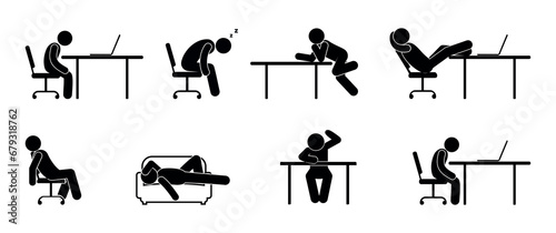people in the office, break from work, illustration of work burnout, man tired, rest and overwork