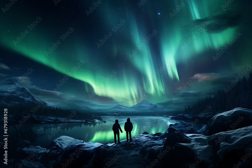 The cold lake and the Northern Lights