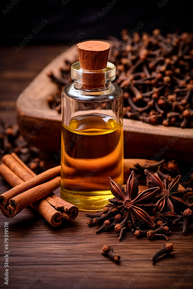 spice essential oil in a bottle. Generative AI, spice essential oil in a bottle. Generative AI,