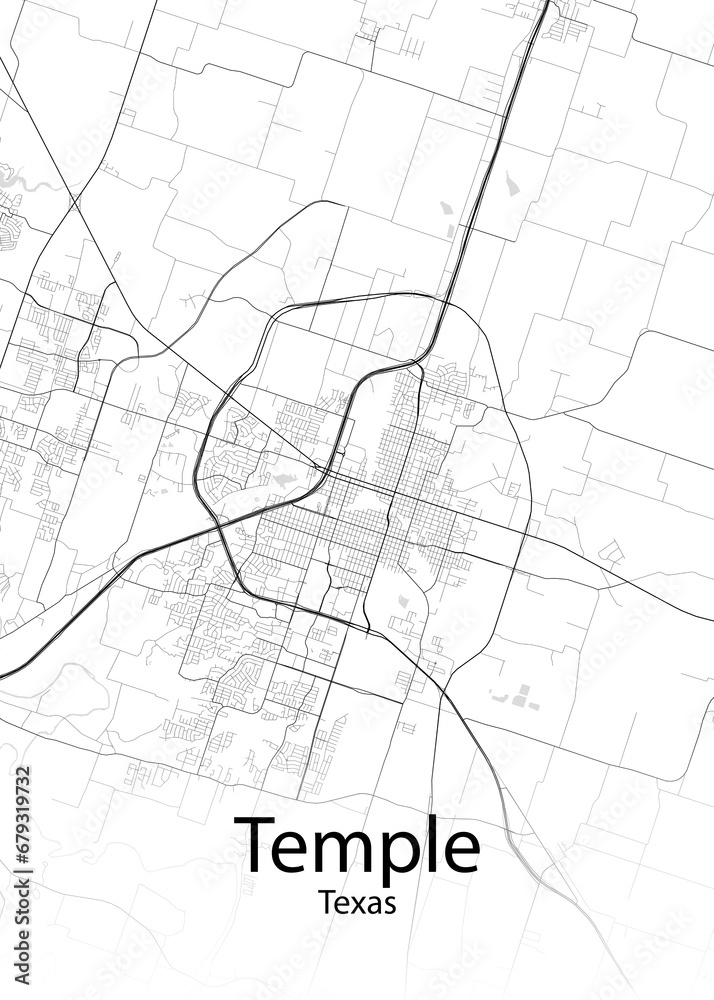 Temple Texas minimalist map