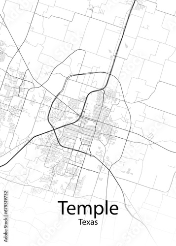 Temple Texas minimalist map