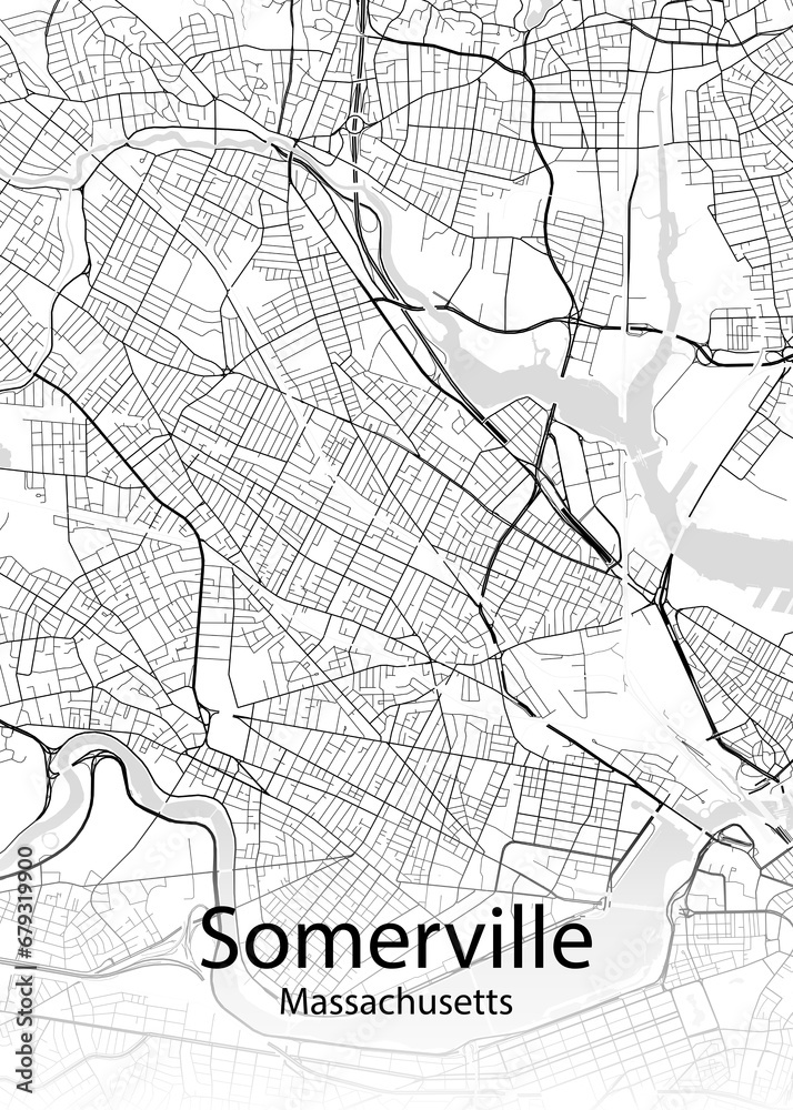 Somerville Massachusetts minimalist map