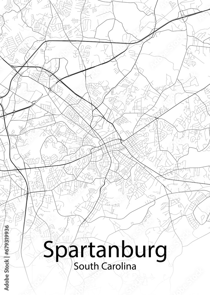 Spartanburg South Carolina minimalist map