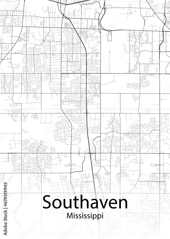 Southaven Mississippi minimalist map