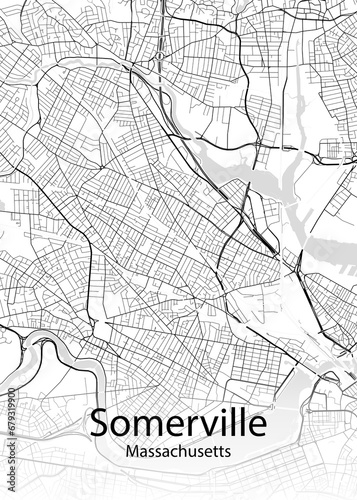Somerville Massachusetts minimalist map