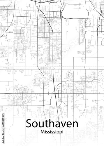 Southaven Mississippi minimalist map