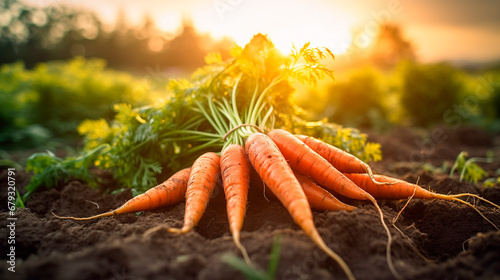 Carrot harvest in the garden. Generative AI, photo