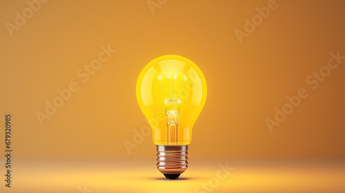 Loading bar in process with a light bulb at the end on a yellow background. Concept of ideas in the process of creation. photo